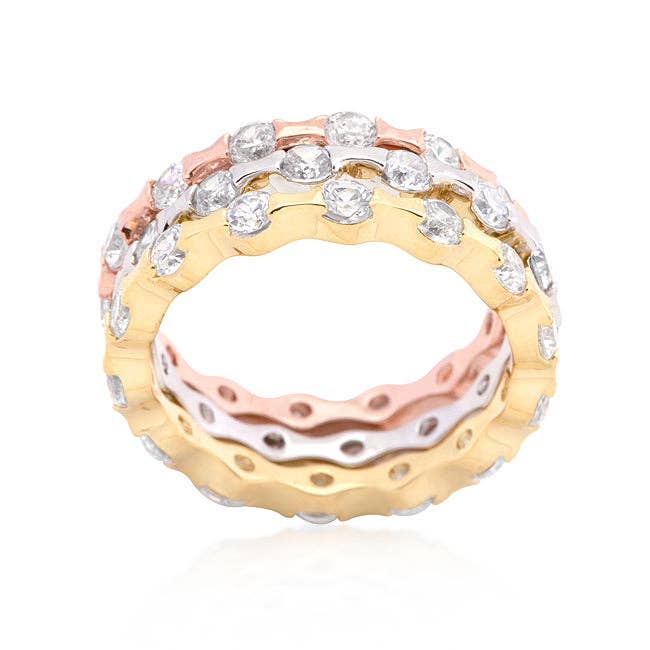JGoodin - Wholesale Multi-Stone Ring - Tri-tone Stackable Rings1