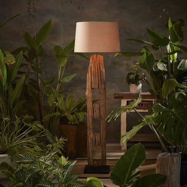 Rustic Teak Farm Post Floor Lamp FL604 for wholesale by Continental Home