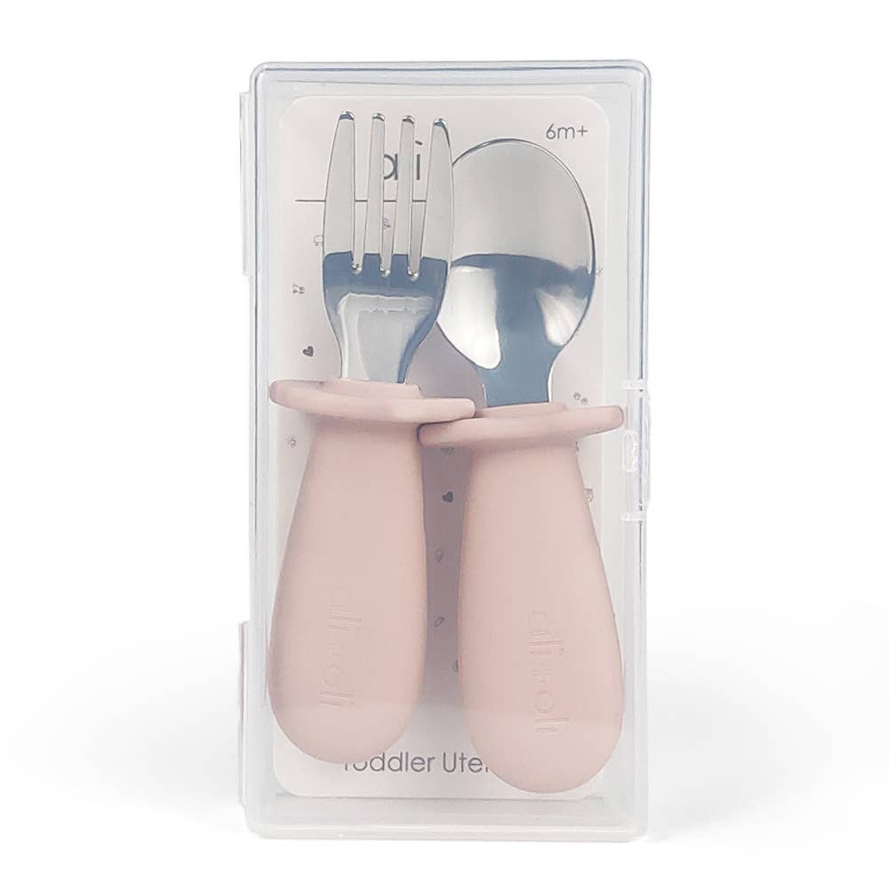 Ali+Oli - Wholesale Flatware Set - Kids & Baby - Ali+Oli Spoon & Fork Learning Set for Toddlers (Pink) 6m+6