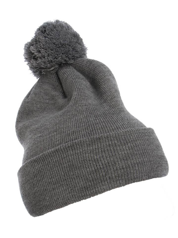 Yupoong 1501P - Cuffed Knit Beanie with Pom Pom Hat for wholesale by Total Apparel