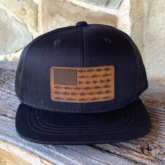 KIDS Fish Flag Leather Patch Hat for wholesale by The Hometown Company