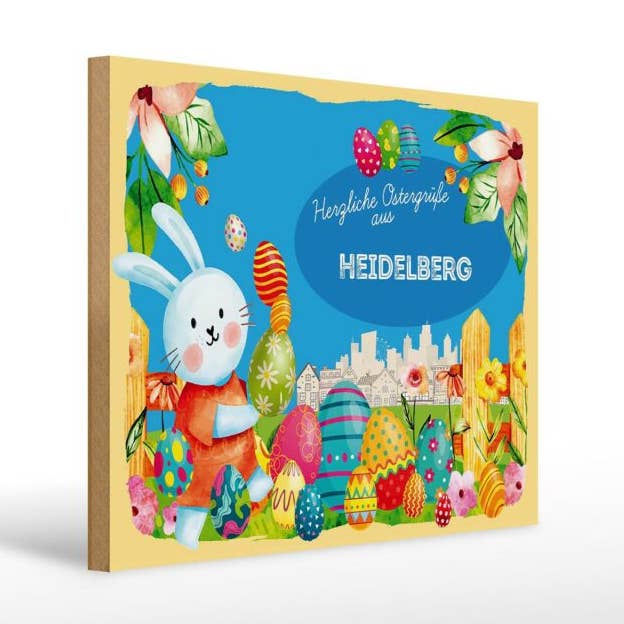 Holzschild Ostern Ostergrüße 40x30 cm HEIDELBERG Geschenk Deko für den Großhandel von Femer