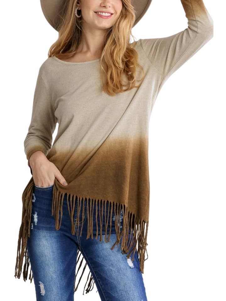 Vanilla Monkey - Vente Tunique – femme - TUNIQUE EN LIN MÉLANGÉ DIP DYE À FRANGES2