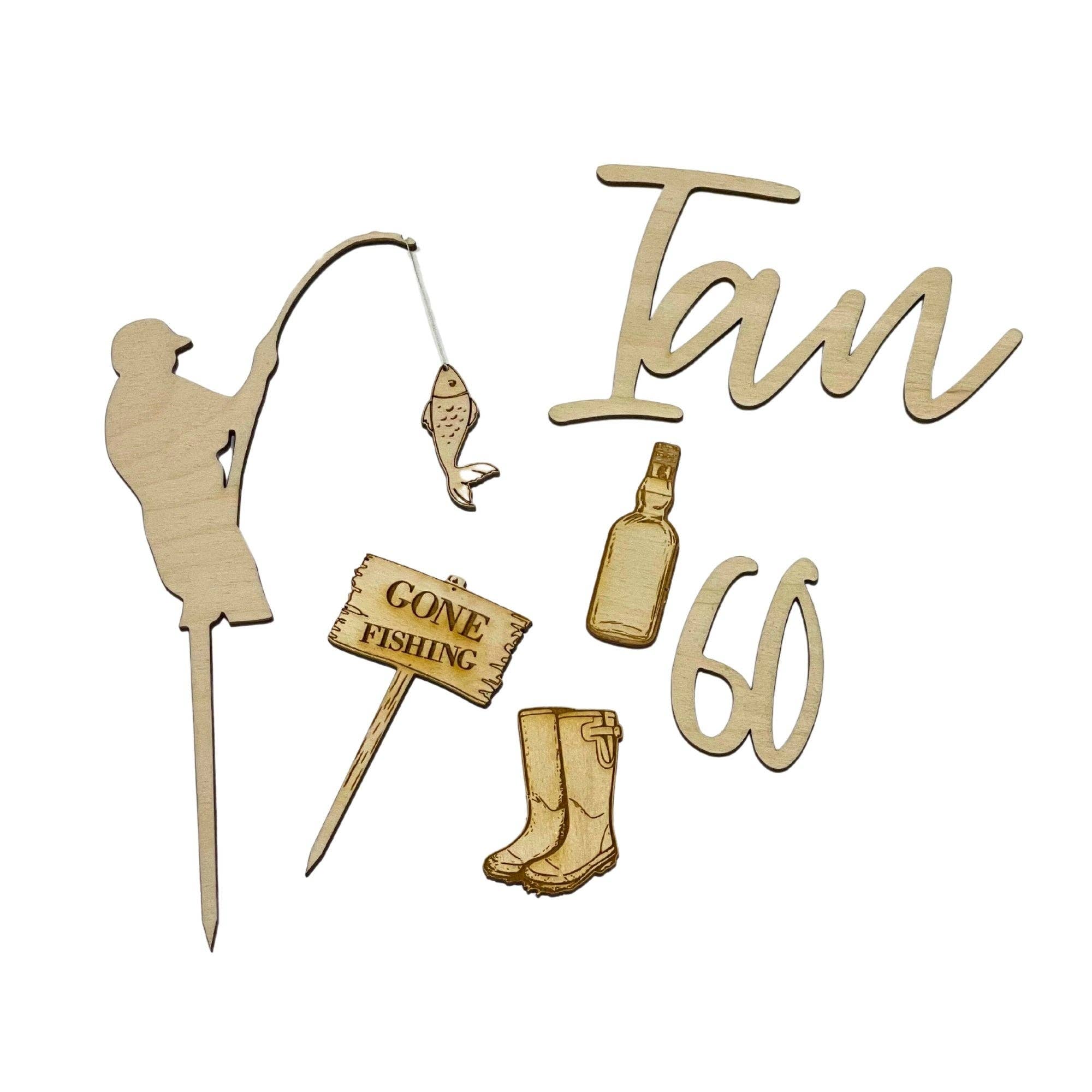 Harwill and Fox – wholesale Cake/cupcake topper – Fishing Theme Cake Topper1