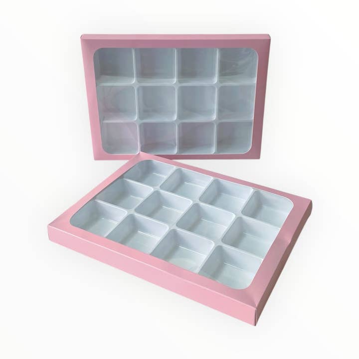 Pink Boxes with insert Tray for 12 Mini Cookies for wholesale by Dare to Bake