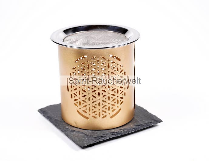 Räucherwelt GmbH - Wholesale Incense Holder - Flower of Life metal incense burner - gold0