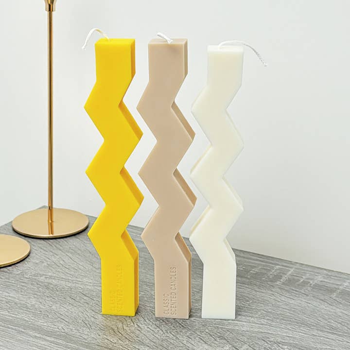 Zig Zag Lightning Bolt Dinner Candles Geometric Wave Candle for wholesale by Eli and Things