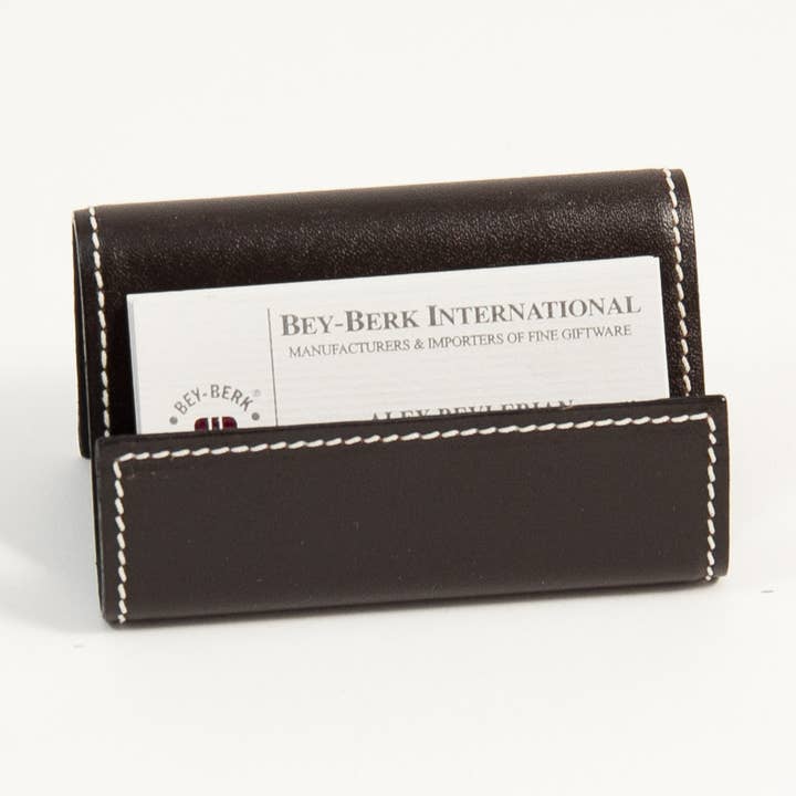 Coco Brown Leather Business Card Holder. for wholesale by BeyBerk International