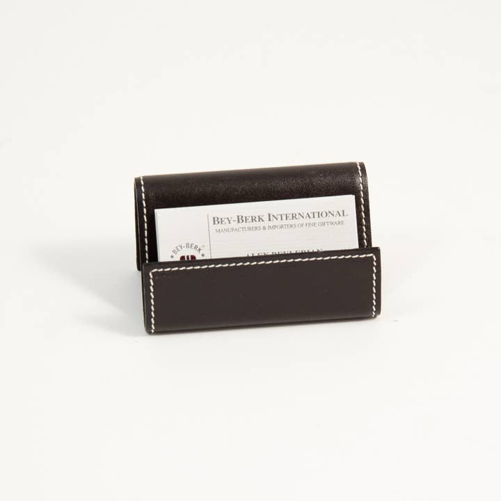 Coco Brown Leather Business Card Holder. for wholesale by BeyBerk International