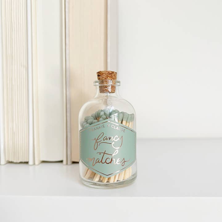 Frankie & Claude - Wholesale Matches - Sage Green Matches in a Glass Jar: Fall & Christmas Decor