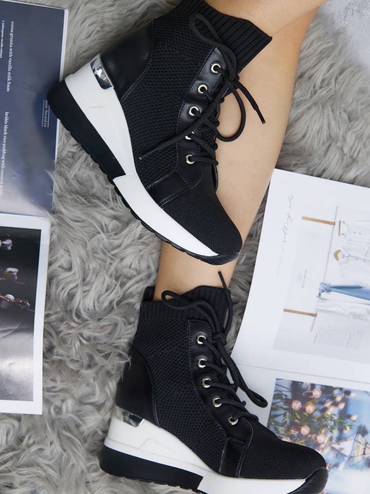 LADY GLORY - Wholesale Athletic Sneakers - Women's - Women's wedge sock sneakers1