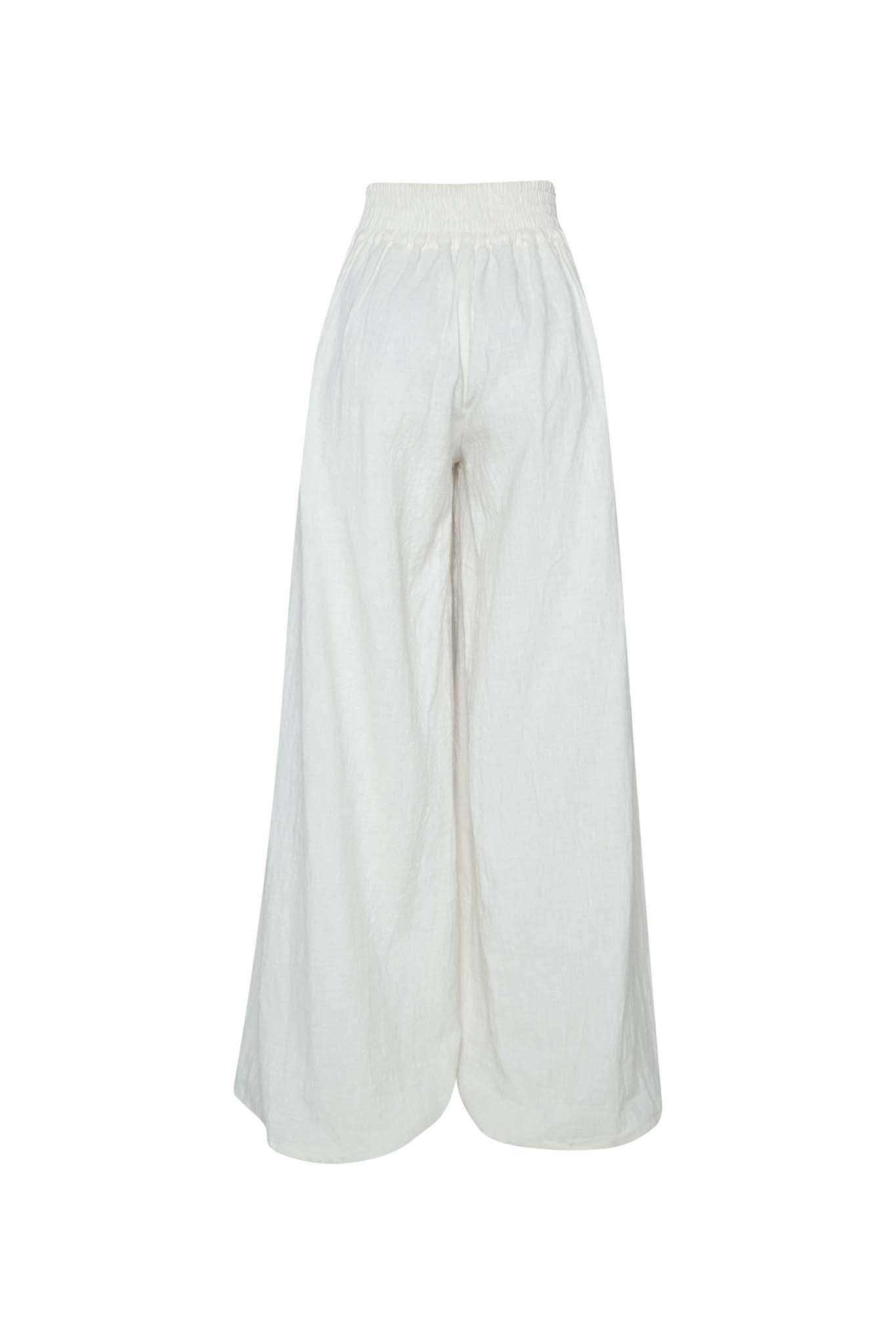 Bodene Wide Leg Suit Pant - Off White / Charcoal Buttons for wholesale on Faire3