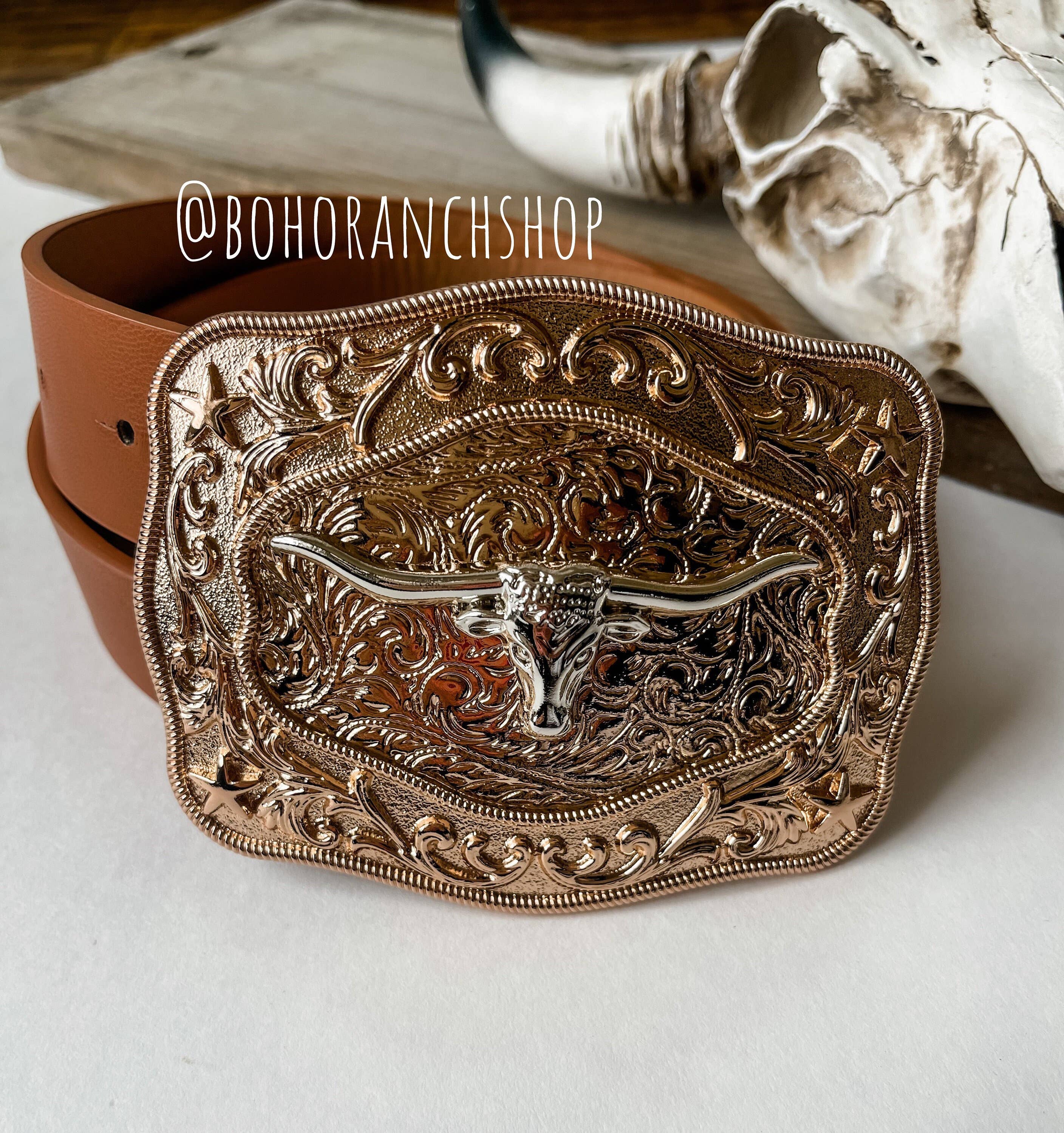 Boho Ranch Shop - Wholesale Belt Buckle - Unisex - Western Longhorn Belt Buckle