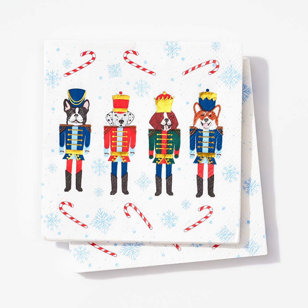 Paper Source Wholesale - Wholesale Disposable Napkin - Nutcracker Dogs Cocktail Napkins
