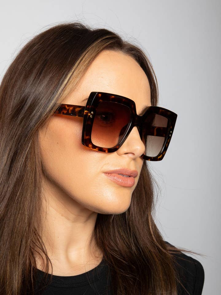 Oversized Square Frame in Brown Tortoiseshell for wholesale by AFA COLLECTIVE