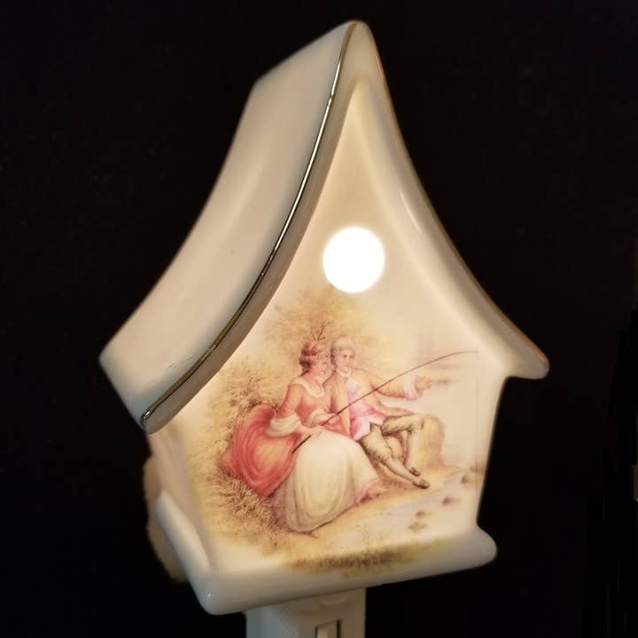 Handmade Porcelain Victorian Couple Fishing Night Light for wholesale by Tobin Tate