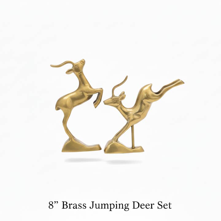 8” Messing Springende Hertenset voor wholesale door FOREIGN BAZAAR