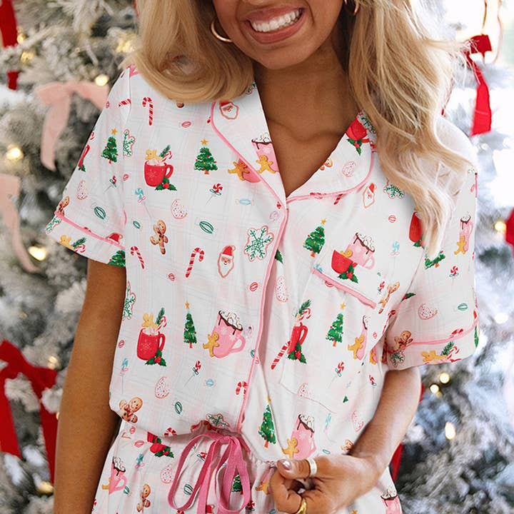 White Christmas Spirits Shirt Style 2pcs Short Pajama Set and other Purchase Wholesale blank pajama sets. Free Returns & Net 60 Terms on Faire trending on Faire.