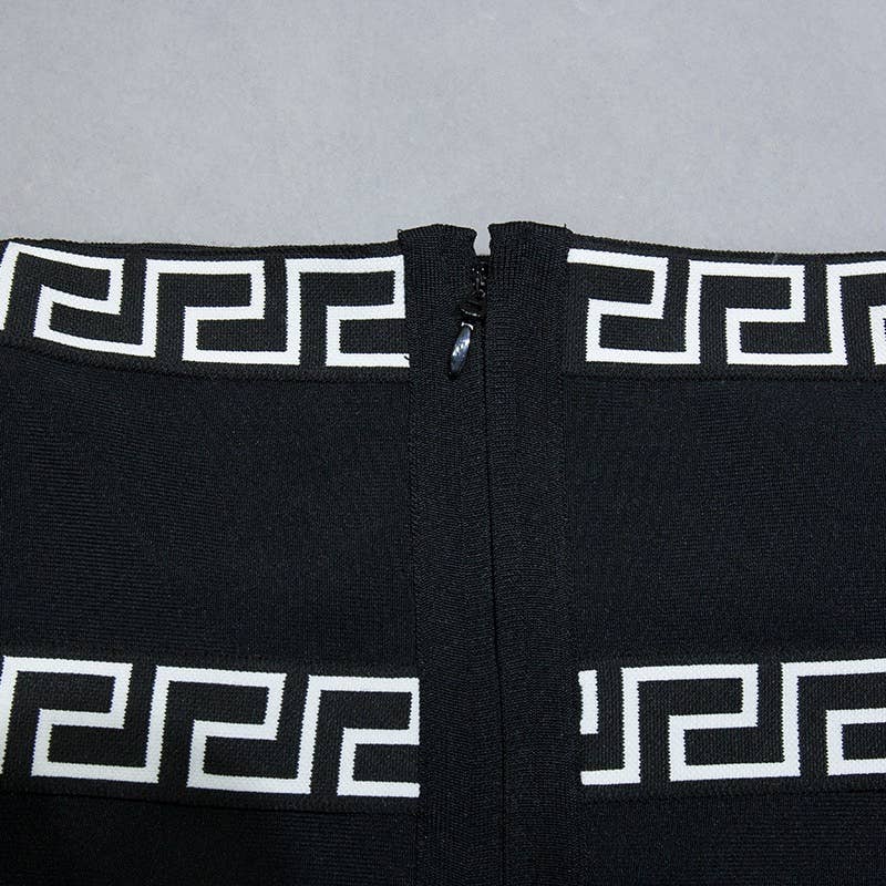 Noir JP014 Combinaison élégante à une épaule à bordure imprimée en vente sur Faire16