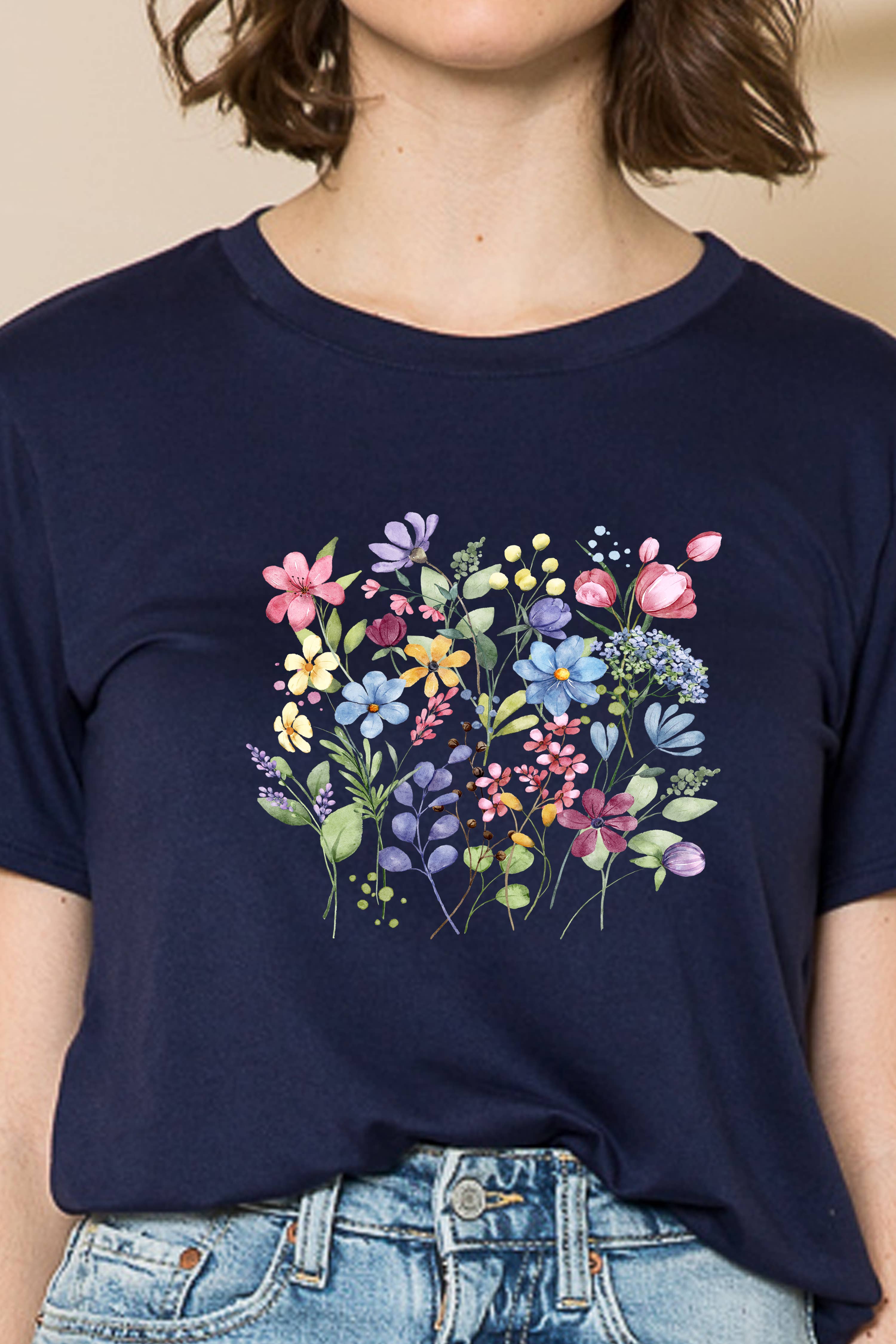 Burgundy Apparel - Wholesale Tunic - Women's - SUPER SOFT TOP WITH SPRING FLOWERS PRINT9