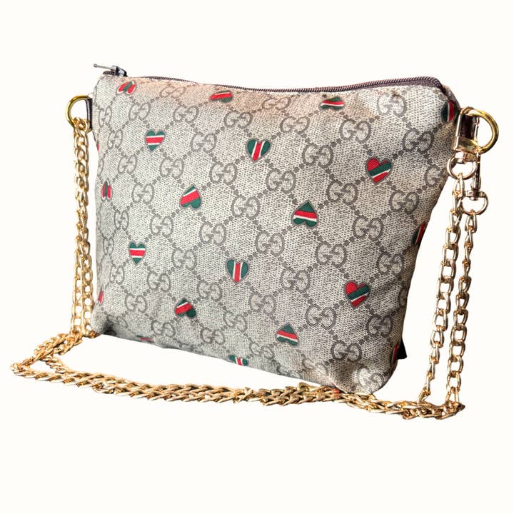 Gucci GG Logo Heart Vintage Silk Scarf Crossbody Bag for wholesale by Vintage Luxe Up