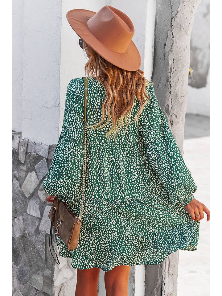 Supreme Fashion - Wholesale Dress - Women's - V Neck Drop Shoulder Cheetah Print Tunic Dress11