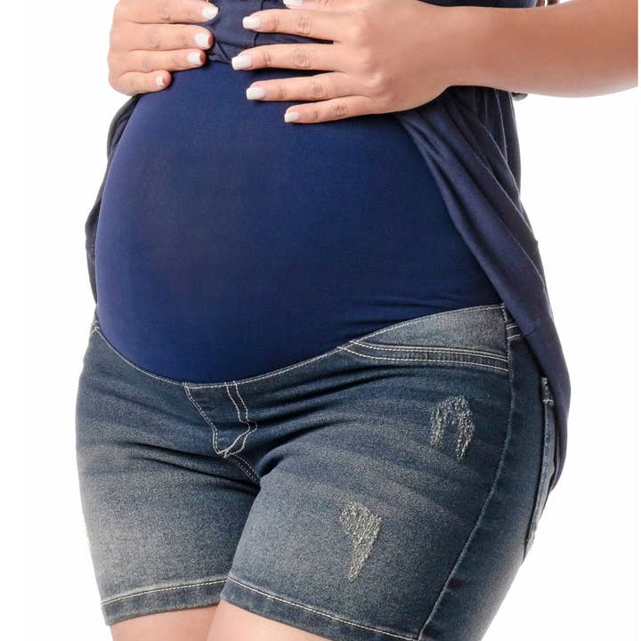 LOWLA 0829 | Women's Denim Maternity Pregnancy Shorts for wholesale by Lowla