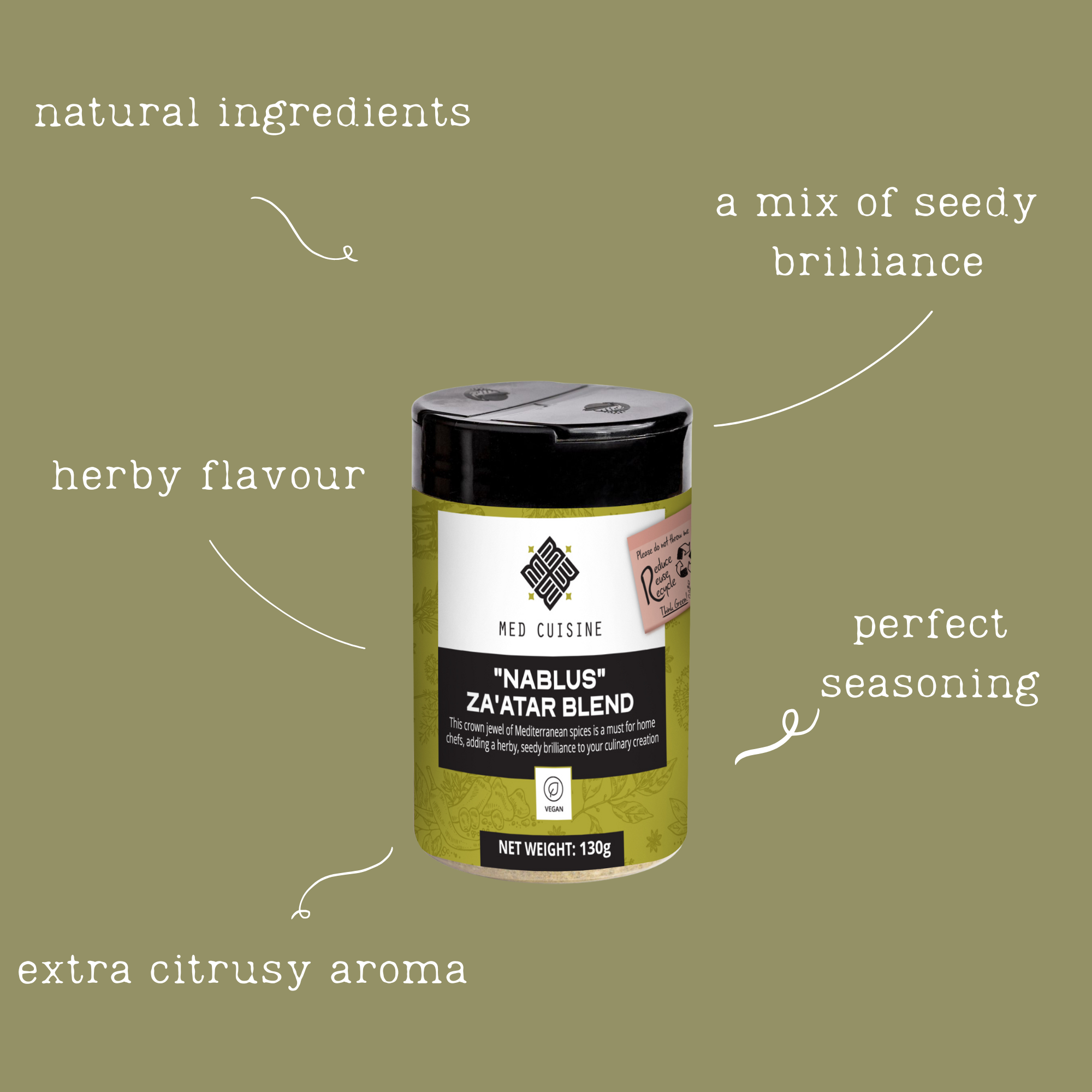 Med Cuisine EU - Wholesale Dried Spice Mix - Nablus "Za'atar" Spice Blend - 130GR1