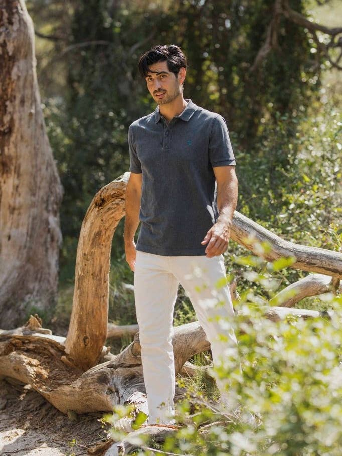 POLO VINTAGE AZUL ACINZENTADO por atacado de LPKN