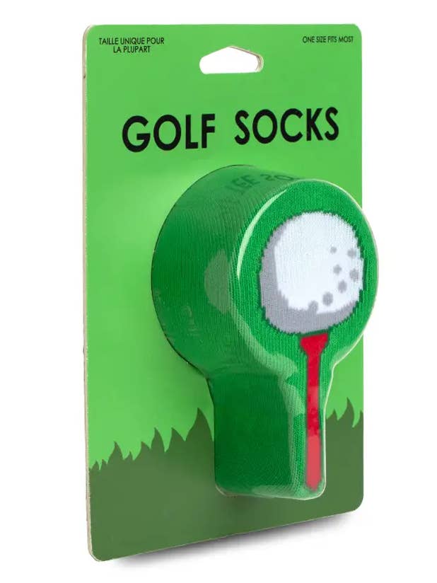 Living Royal - Wholesale Socks - Unisex - 3D Packaged Crew Socks - Golf Ball on Tee - Green1
