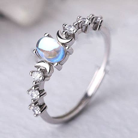 Ovaler Mondstein-Cabochon-Stapelring in 925er Sterlingsilber für den Großhandel von Perimade & Co. LLC