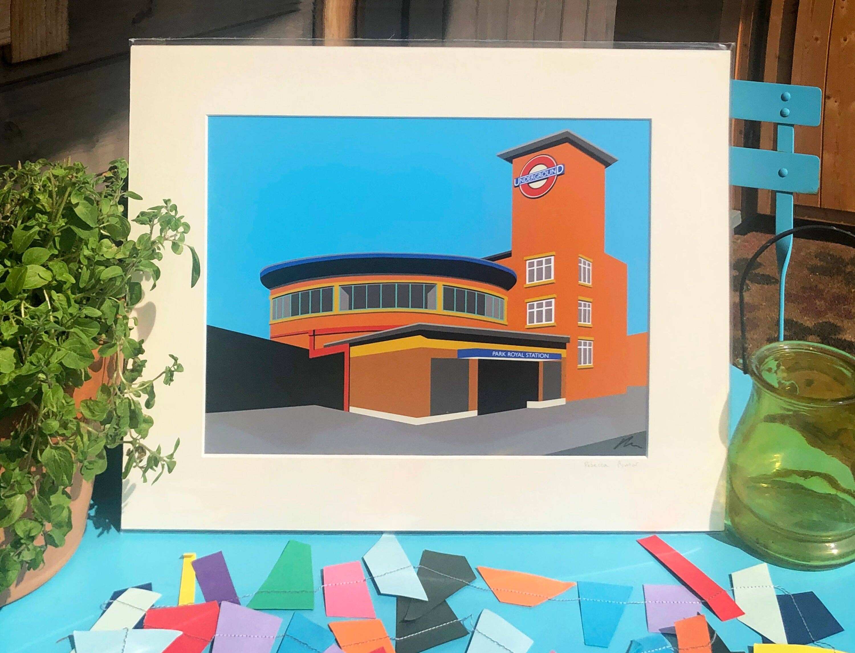 Rebecca Pymar - Wholesale Art Print - Park Royal Station Mounted Print1