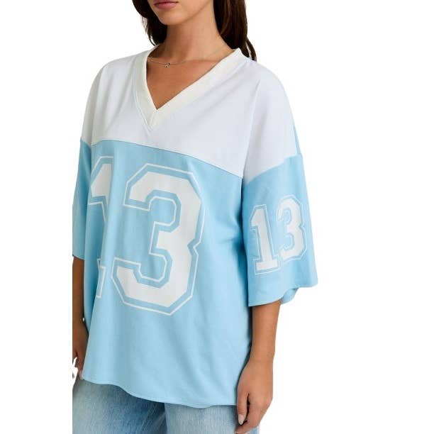 Game Day V Neck Oversized Jersey Tee for wholesale by Blue Bunny Inc