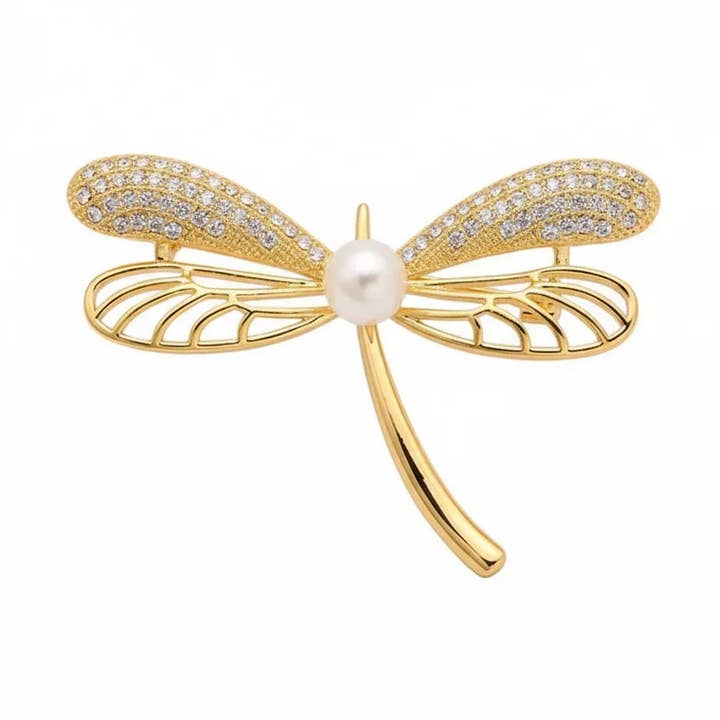 Natuurlijke Zoetwaterparel Libelle Broche voor wholesale door Angel Barocco