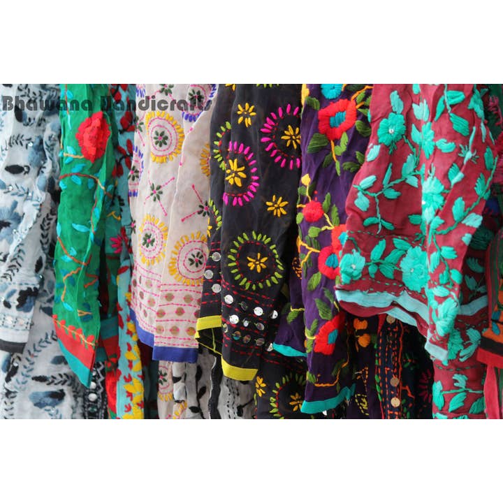 Bhawana Handicrafts - Wholesale Kimono - Women's - Designer Hand Embroidered Phulkari Boho Long Kimono Jacket
