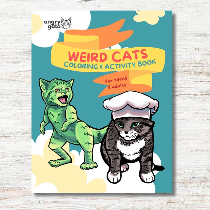 Weird Cats Coloring & Activity Book for All Ages for wholesale by Angry Gato Designs