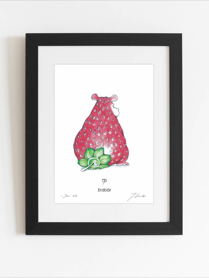 Kunsttryk i træramme - 20 x 26 cm - „Earth Bear“ for engroshandel hos Julian Opitz