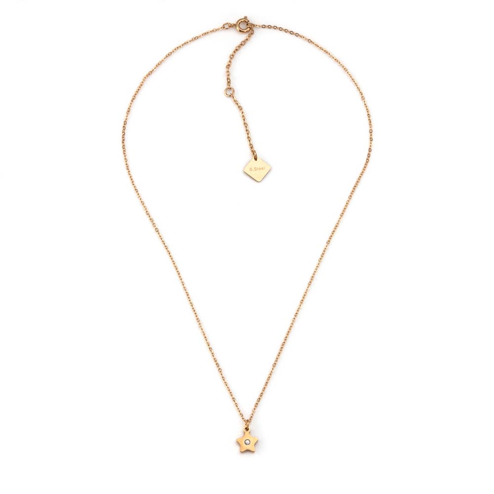 Shebiju - Wholesale Link & Chain Necklace - Steel Star Necklace with Diamond1