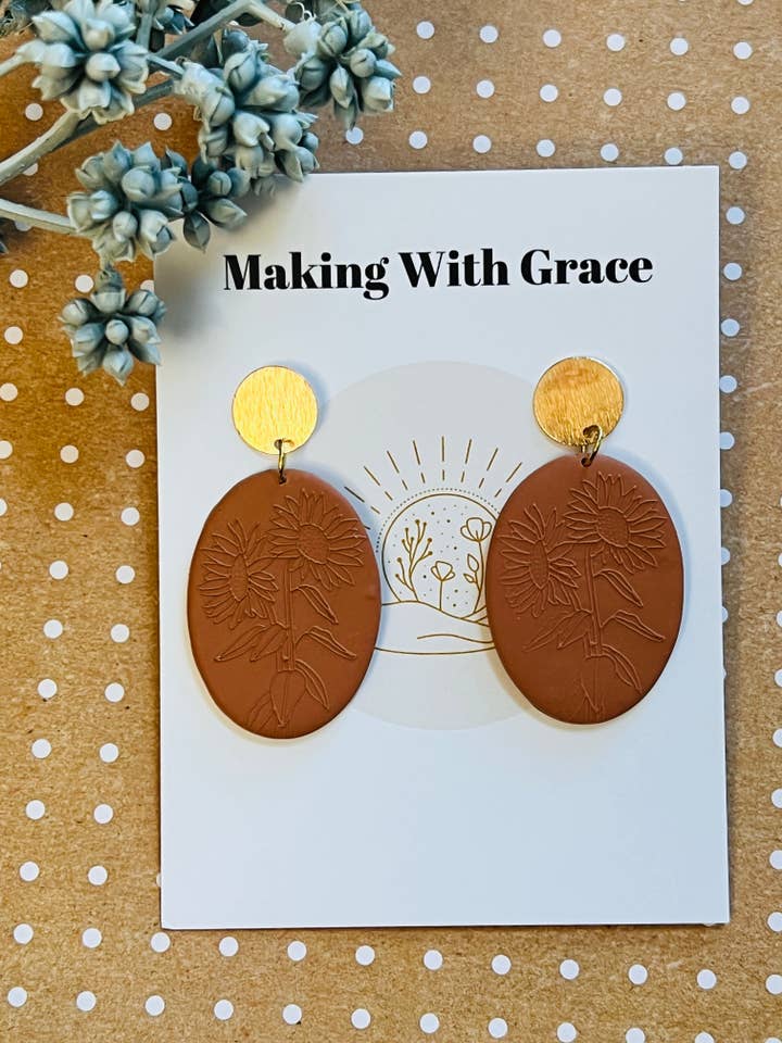 Sunflower Earrings for wholesale by Making With Grace