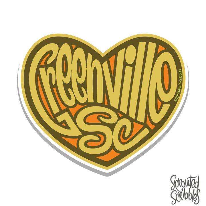 Greenville Sticker - Heart Love South Carolina for wholesale by Sprouted Scribbles