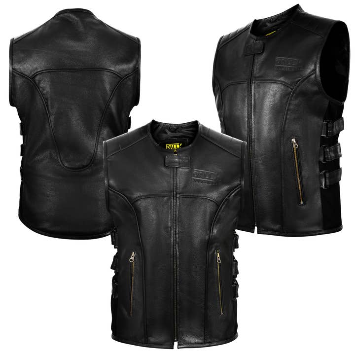 DALLX Armor Biker Motorcycle Leather Vest for wholesale by DALLX