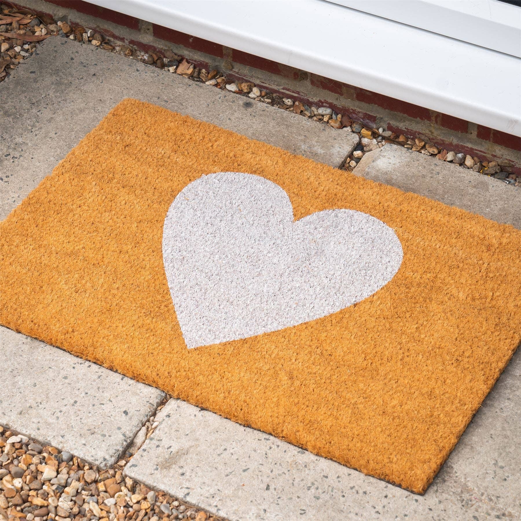 Rinkit Ltd - Wholesale Door Mat - Nicola Spring Non-Slip Coir Door Mat - 60 x 40cm - White Heart1