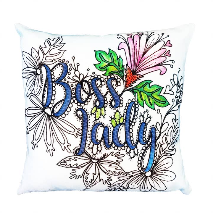 Housse de coussin motif floral Boss Lady pour la vente par It's OK. It's ART.