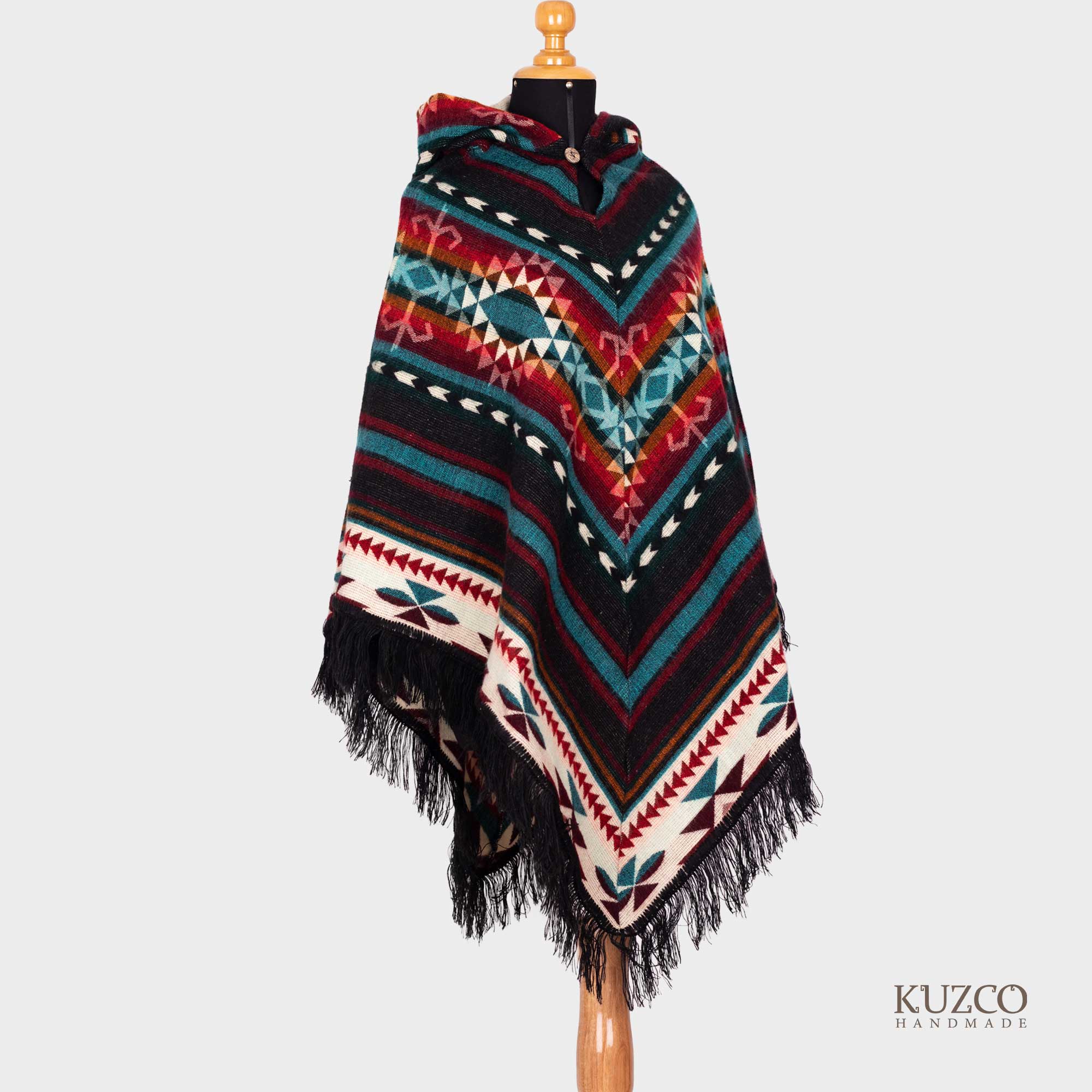 KuzcoHandmade - Venta al por mayor Poncho - Unisex - Poncho Andino de Alpaca de Ecuador con Capucha Unisex7