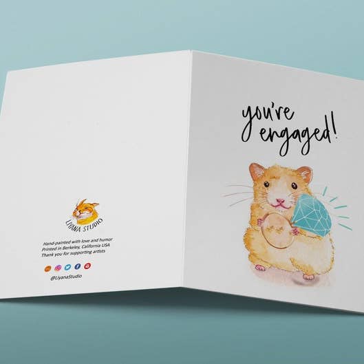 Liyana Studio – Großhandel Verlobungskarten – Hamster-Diamant-Verlobungsring — Lustige2
