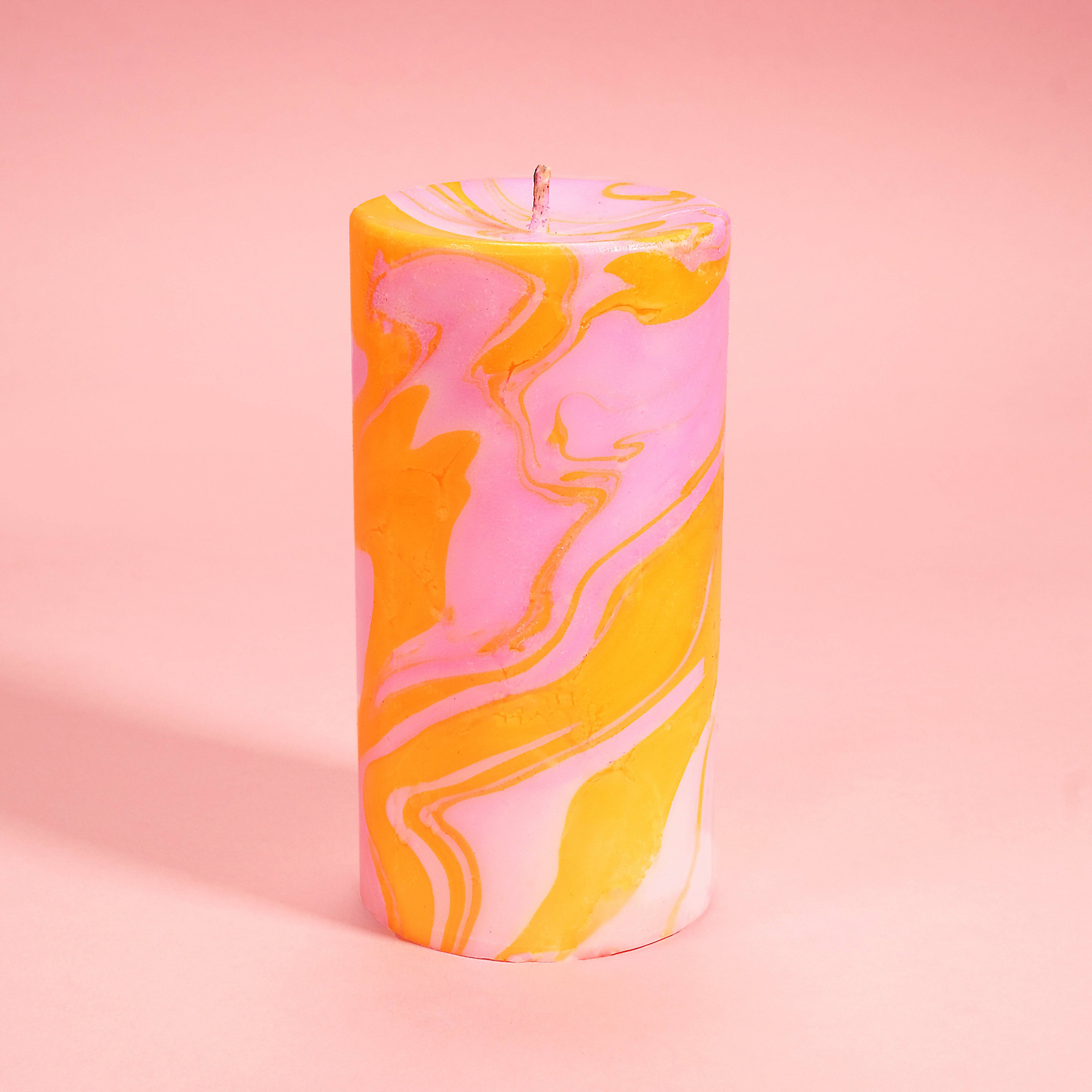 Flamingo Candles - Wholesale Pillar Candle - Totally Groovy Marble Pillar Candle