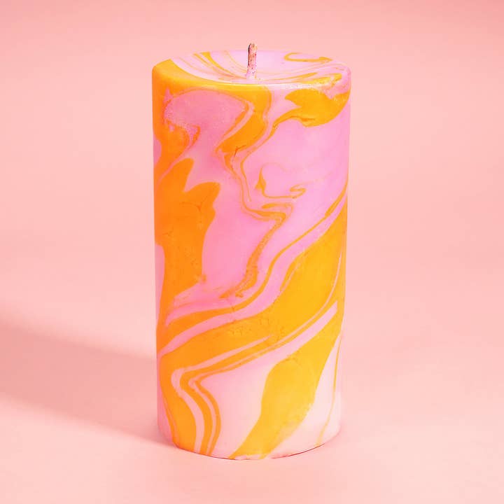Vela de pilar de mármol Totally Groovy para venta al por mayor de Flamingo Candles