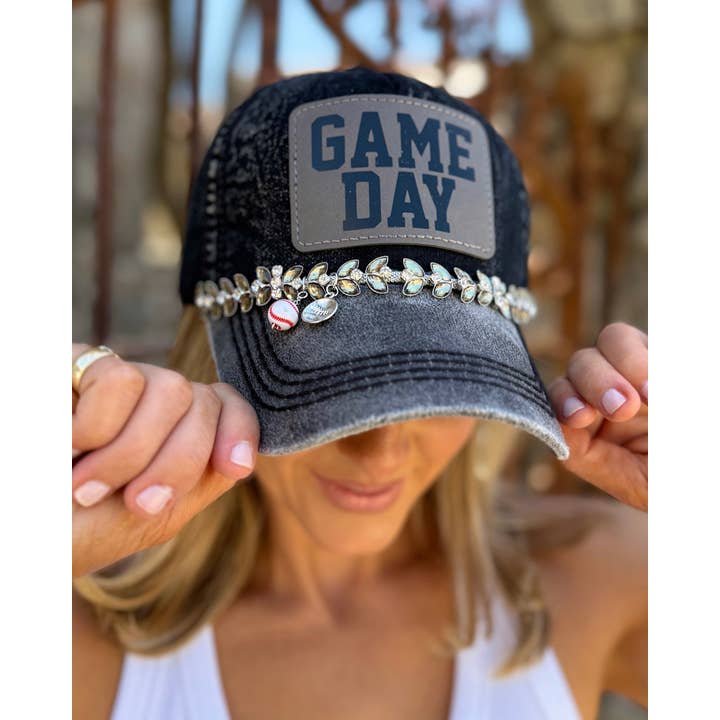 Live Love Gameday® - Wholesale Baseball Cap - Women's - Baseball Game Day Vintage Charm Crystal Cap