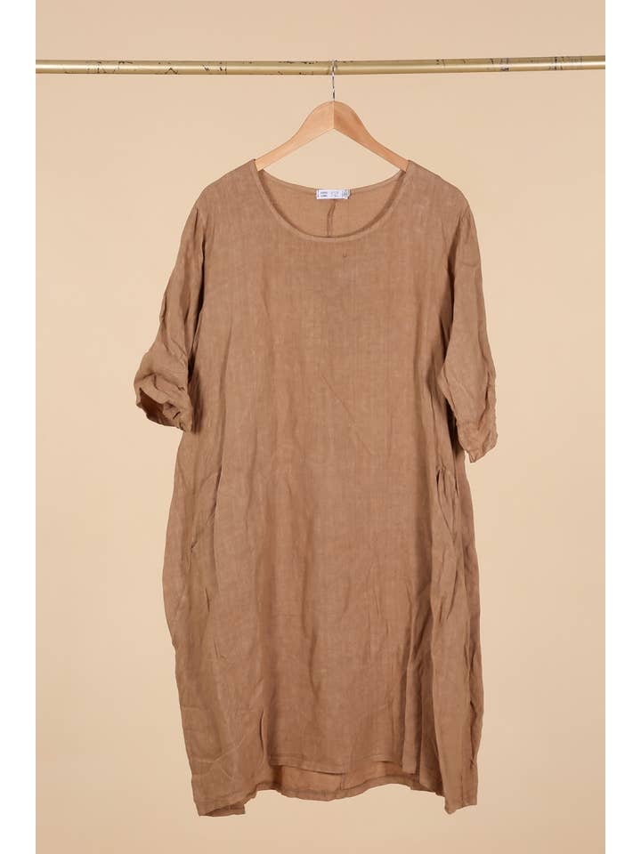 la maison des fibres naturelles - Wholesale Dress - Women's - Round neck dress in 100% linen 676135