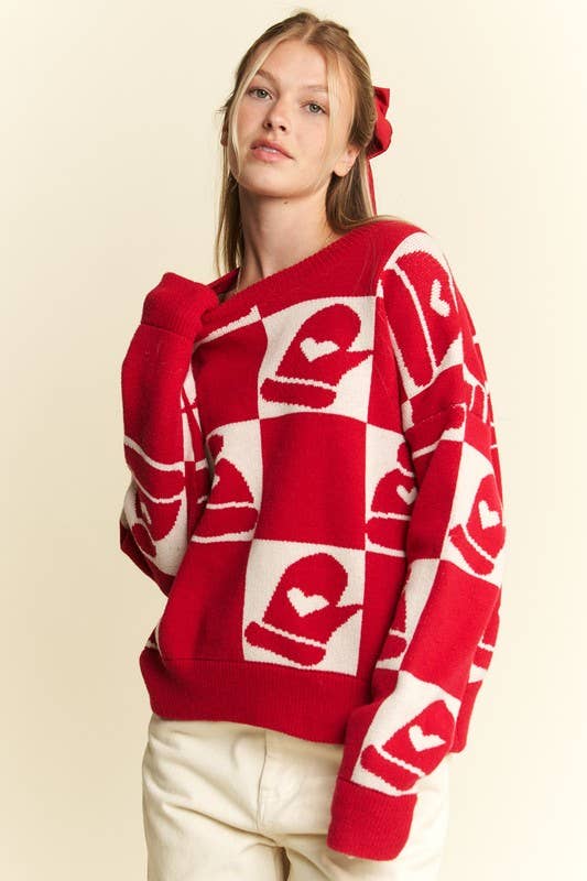 JADE BY JANE - Vendita all'ingrosso Maglione tricot - Donna - Maglione natalizio a quadri plus size a maniche lunghe13